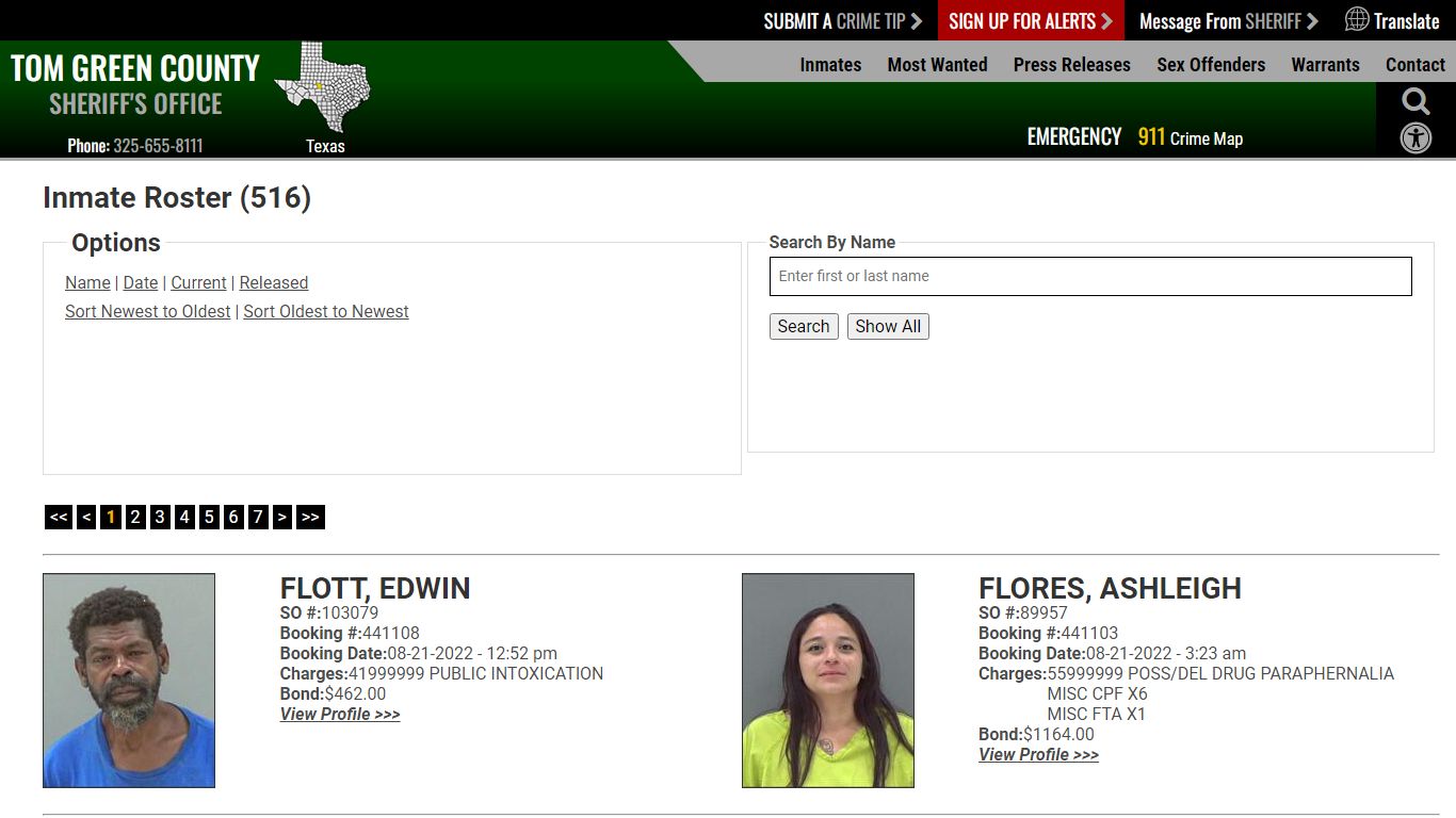 Inmate Roster - Tom Green County TX Sheriff's Office